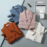 Cotton Terry Robe for Spring and Summer Thin Morning Robe Long Sleeve Waffle Bathrobe Hotel Beauty Bath Towel for Couples