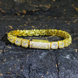 HHIOK Clustered Diamond Tennis Chain Miami Tennis Link Bracelet for Women 7MM Iced Out CZ Cuban Necklace Hip Hop Jewelry Gifts