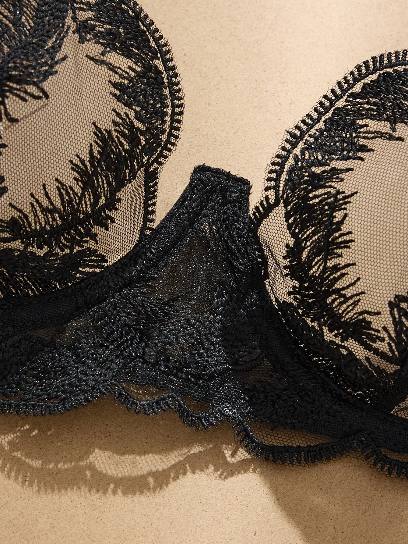 Black Feathers Comfortable Underwear Set Soft And Stylish Women's Intimate Apparel Ensemble