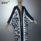 WINYI Africa Bohemia Print Kimonos Loose Dresses for Woman Cardigans Beach Outfits Kaftan Beach Cover Up Evening Dress Maxi Coat