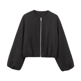 MUJER Red Zipper Bomber Jackets for Women Soft Cropped Jackets Woman 2025 Long Sleeve Woman's Sports Jacket New in Outerwears