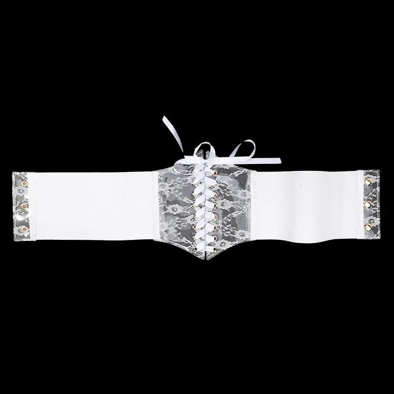 Fashion Women Waist Corset Flower Embroidery Elastic Waistband Black White Red Pink Wide Lace Slimming Body Belts Cummerbunds
