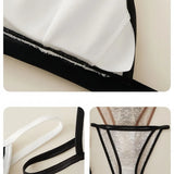Women Triangle Bra and Panties Set Sheer Floral Lace Bralette Low-Rise Briefs Sexy Lingerie Set Removable Pads Ladies Underwear