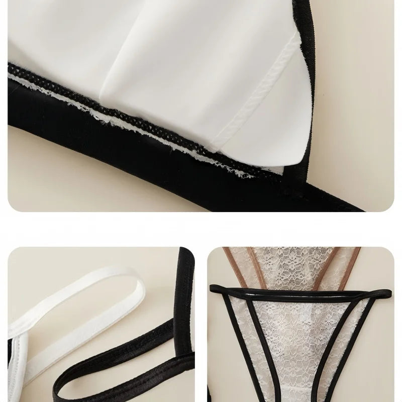 Women Triangle Bra and Panties Set Sheer Floral Lace Bralette Low-Rise Briefs Sexy Lingerie Set Removable Pads Ladies Underwear