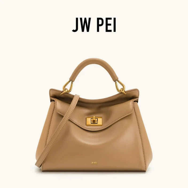 JW PEI Lucia Top-Handle Bag Luxury Designer Crossbody Shoulder Bag for Women Elegant Turn Lock Vegan Leather Messenger Purse