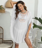 CROCHET BIKINI-Sexy Monochrome Bikini Cover Up Dress, Fashion Swimwear, Sun-resistant, Colorfast