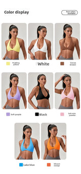 YOGA Naked Feeling Strappy Padded Sports Bras for Women - Fitness Workout Top Criss Cross Back Yoga sports Bras No steel ring