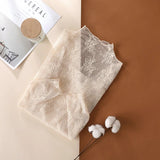 Sexy Women Mesh T-Shirts Transparent Lace Blouse Long Sleeve See Through Tops For Women Bottoming Shirt Sheer Tees Body Crop Top