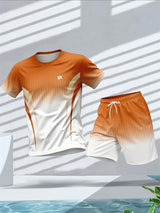 Plus Size Men's Quick-Dry Short-Sleeve T-Shirt and Shorts Set Men's Breathable Athletic Set Fitness T-Shirt and Shorts Set