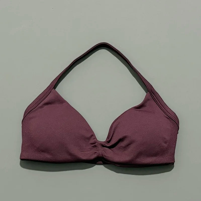 HISTELLO Impact Strappy Bra Women Seamless Gym Underwear High Support Halter Sexy Sports Clothing Push-up Yoga Workout Tank Top