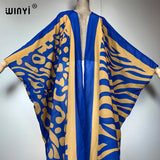 WINYI Africa Bohemia Print Kimonos Loose Dresses for Woman Cardigans Beach Outfits Kaftan Beach Cover Up Evening Dress Maxi Coat