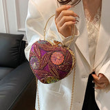 Wrist Bag Glitter Sequin Evening Banquet Bag Embroidery Elegant Heart Shape Handbag Sweet Large Capacity Ladies Clutch Bag Party