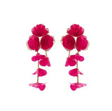 Chiffon flower multi-layer earrings, summer beach vacation style exaggerated earrings design, light luxury, niche