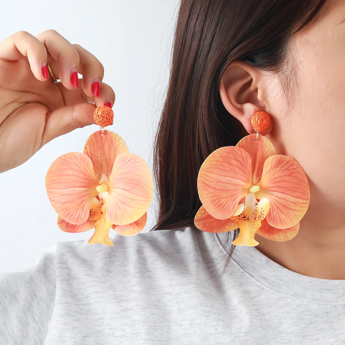 Chiffon flower multi-layer earrings, summer beach vacation style exaggerated earrings design, light luxury, niche