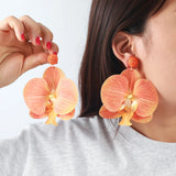 Chiffon flower multi-layer earrings, summer beach vacation style exaggerated earrings design, light luxury, niche