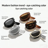 Minimalist Oval Cat-eye Glasses Women's Fashion Outdoor Folding Sunglasses Sun Shading UV Sunscreen Glasses Stylish Accessory