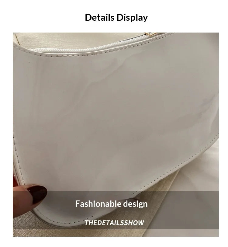 HOMEFISH PU Leather Underarm Bag Solid Color Women Fashion Daily Commuter Shoulder Bag Versatile Mini Handbag for Shopping